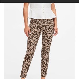 Banana Republic Modern Sloan Skinny Fit Pant in Brown Leopard Print Sz 12 nwot